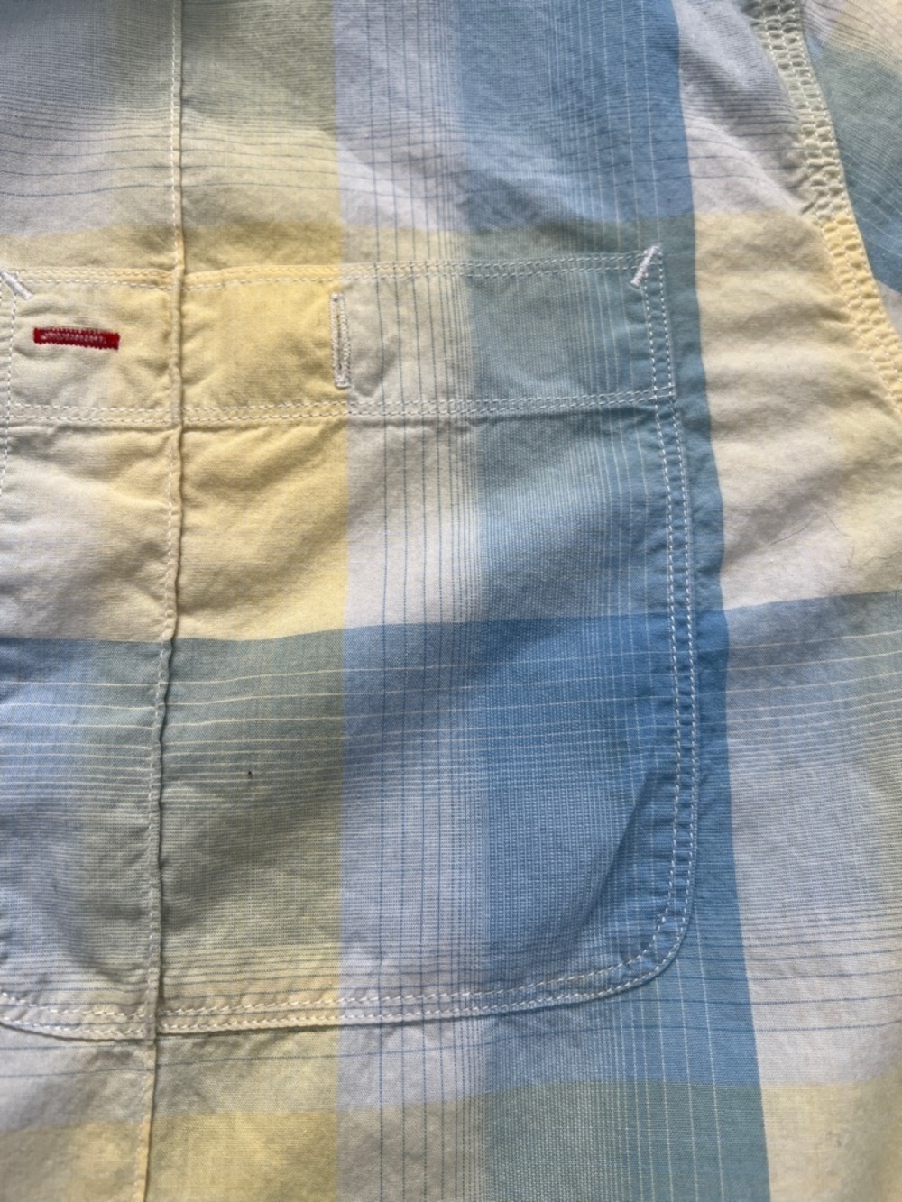 GUESS Men’s Light Blue & Yellow Plaid Cotton Short-Sleeve Button Shirt - Size XL - Picture 5 of 12